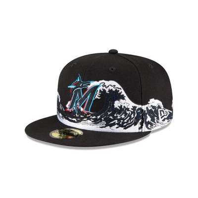 Sapca New Era Miami Marlins MLB Wave 59FIFTY Fitted - Negrii